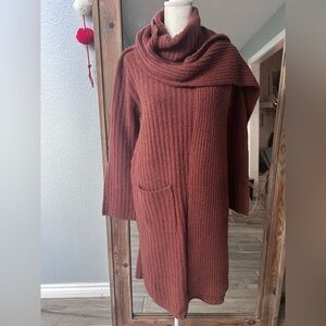 Moon River Rust Cowl Neck Sweater